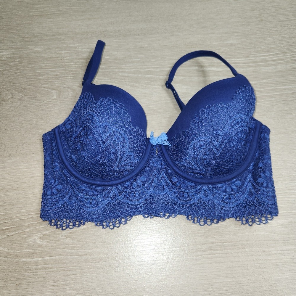 Victoria's Secret Body By Victoria Blue Lined Demi/Demi Buste Bra Blue 32D Rave